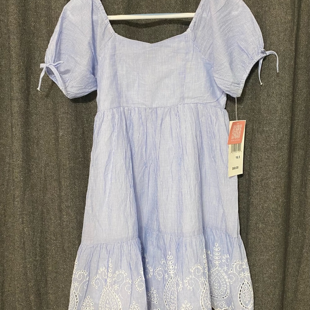 Rare Editions Light Blue Dress with White Detailing